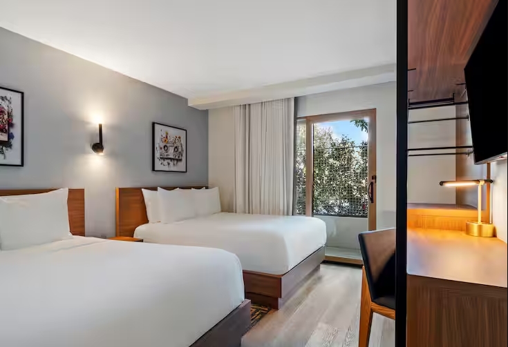 2 Full Beds- Balcony- Balcony-The Anthem Los Angeles Stadium District, Tapestry By Hilton