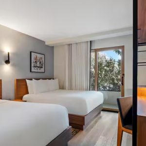 2 Full Beds- Balcony- Balcony-The Anthem Los Angeles Stadium District, Tapestry By Hilton